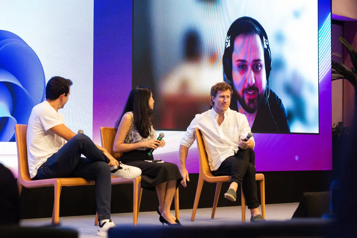 Juan Pablo Pereira on a panel about AI