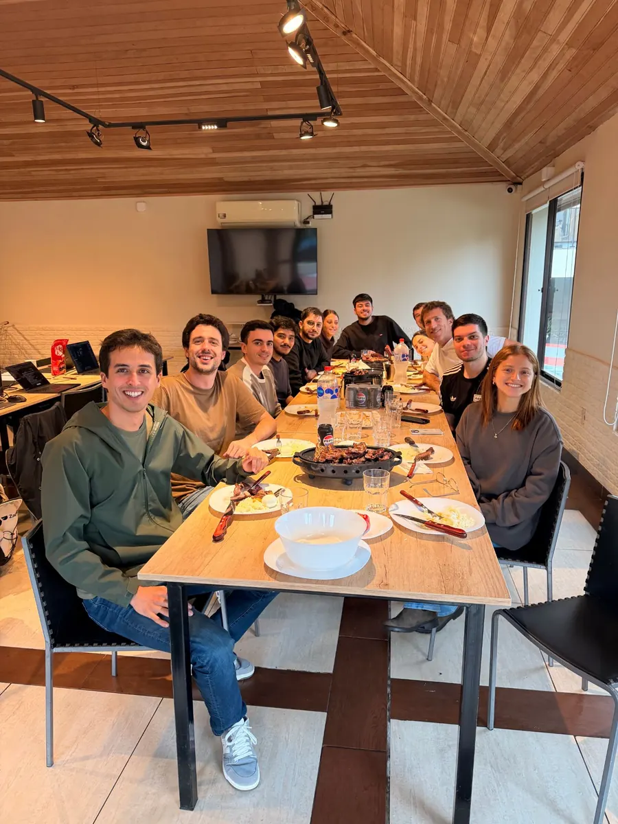 The Zapia team at a barbecue at the office