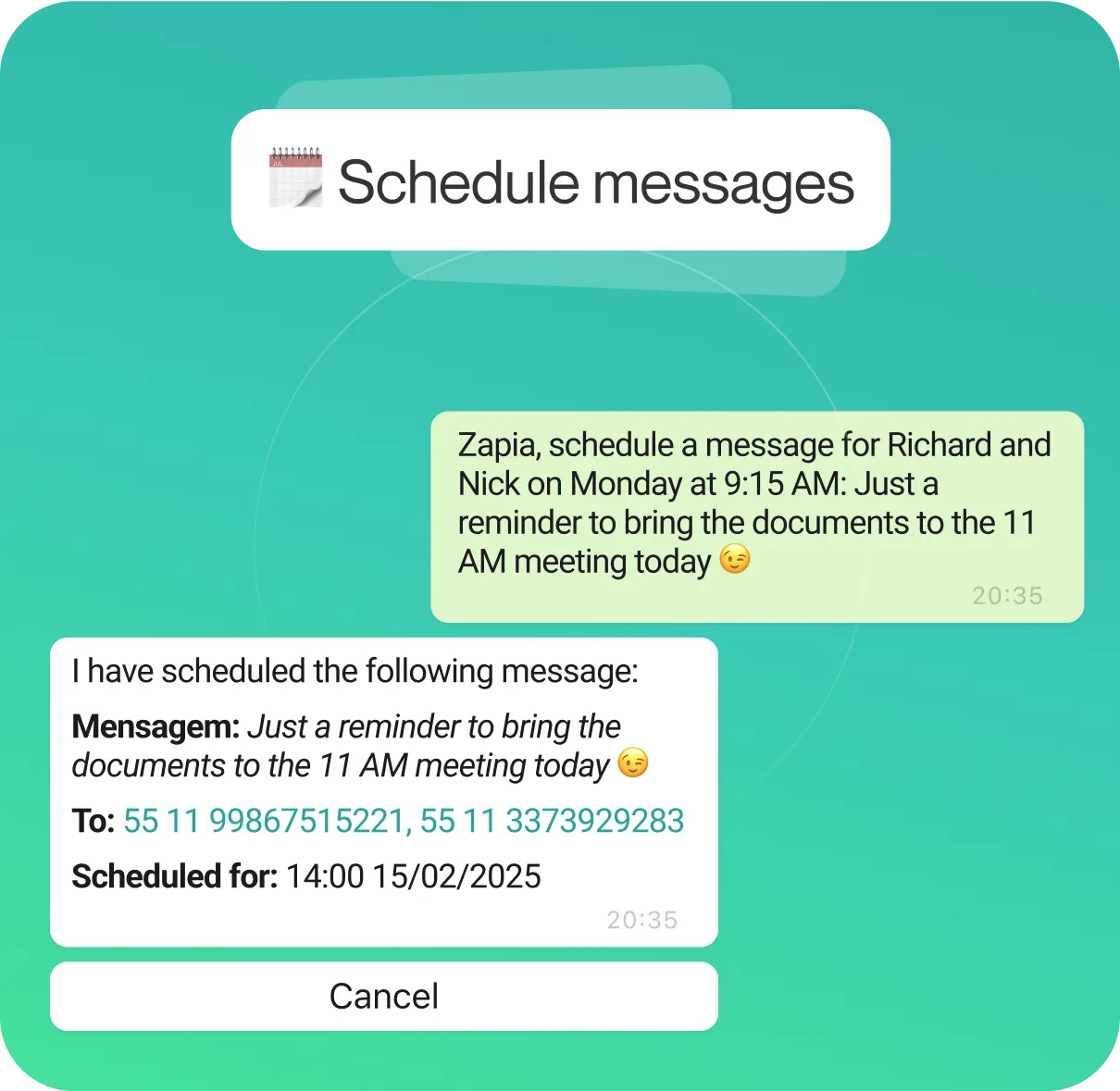 Schedule messages via WhatsApp