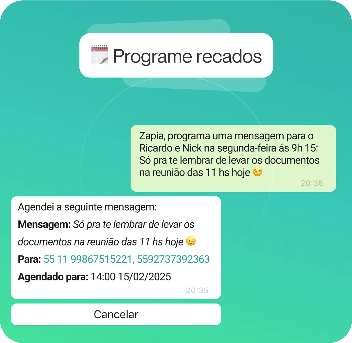 Programe recados no WhatsApp